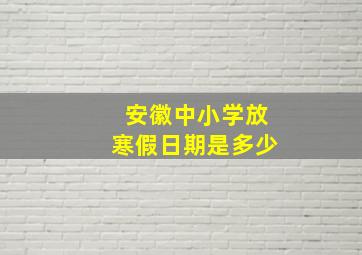 安徽中小学放寒假日期是多少