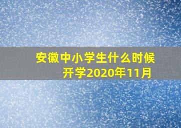 安徽中小学生什么时候开学2020年11月