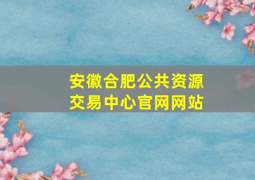 安徽合肥公共资源交易中心官网网站