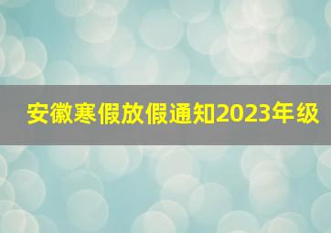 安徽寒假放假通知2023年级