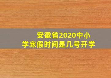 安徽省2020中小学寒假时间是几号开学