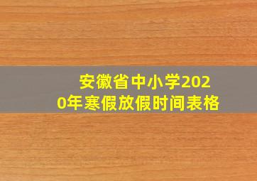 安徽省中小学2020年寒假放假时间表格