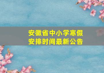 安徽省中小学寒假安排时间最新公告