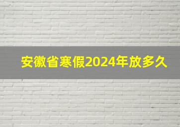 安徽省寒假2024年放多久