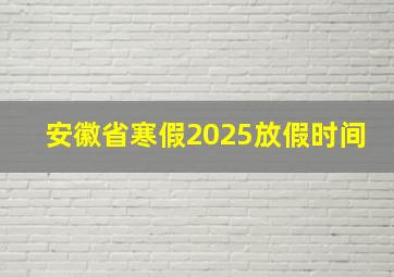 安徽省寒假2025放假时间