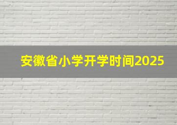 安徽省小学开学时间2025