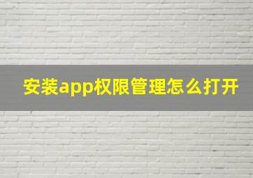 安装app权限管理怎么打开