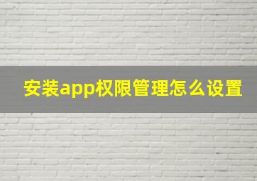 安装app权限管理怎么设置