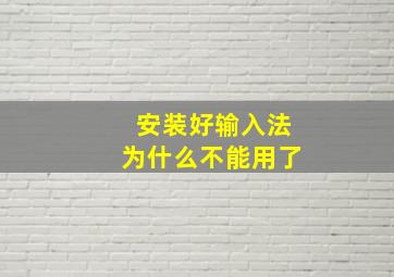 安装好输入法为什么不能用了