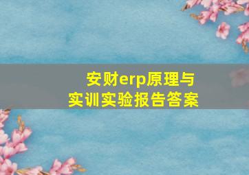 安财erp原理与实训实验报告答案