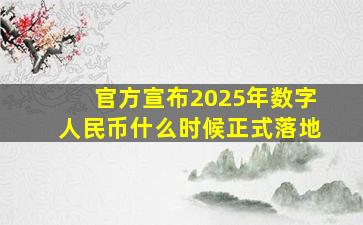 官方宣布2025年数字人民币什么时候正式落地