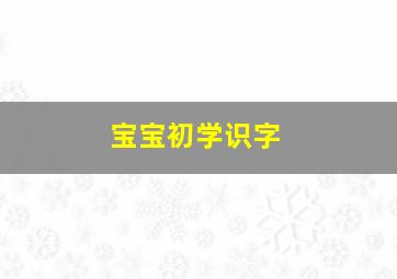 宝宝初学识字