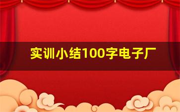 实训小结100字电子厂