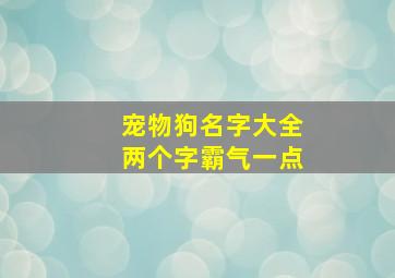 宠物狗名字大全两个字霸气一点