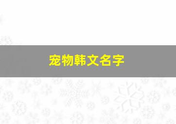 宠物韩文名字