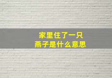 家里住了一只燕子是什么意思