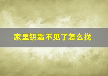 家里钥匙不见了怎么找