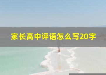 家长高中评语怎么写20字