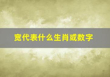 宽代表什么生肖或数字