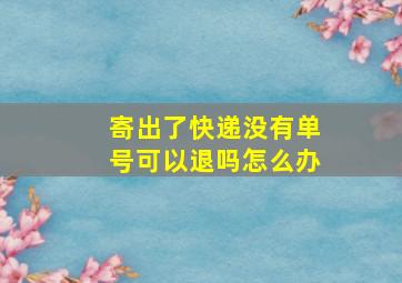 寄出了快递没有单号可以退吗怎么办