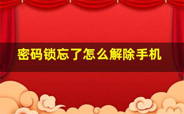 密码锁忘了怎么解除手机