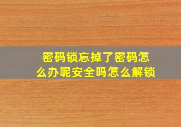 密码锁忘掉了密码怎么办呢安全吗怎么解锁