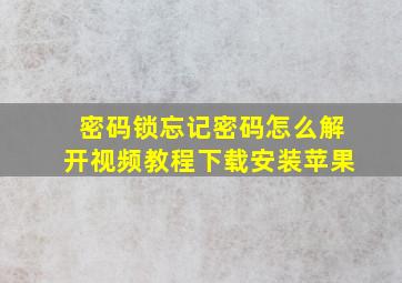 密码锁忘记密码怎么解开视频教程下载安装苹果