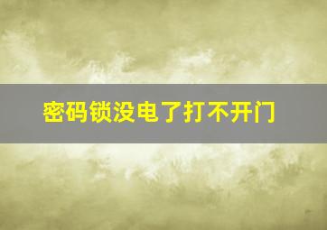 密码锁没电了打不开门