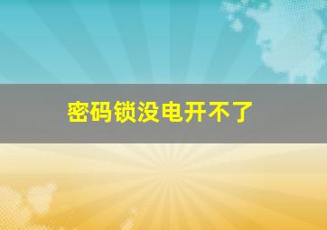 密码锁没电开不了