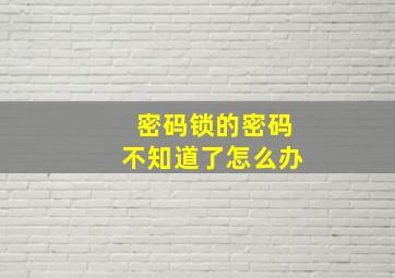 密码锁的密码不知道了怎么办