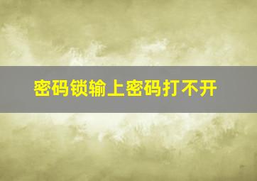 密码锁输上密码打不开