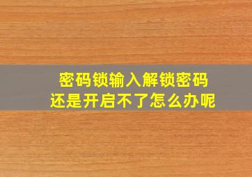 密码锁输入解锁密码还是开启不了怎么办呢