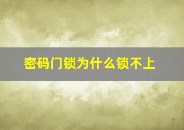 密码门锁为什么锁不上