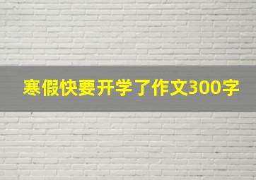 寒假快要开学了作文300字