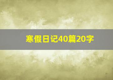 寒假日记40篇20字