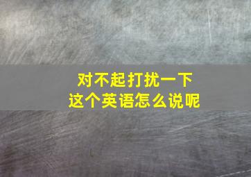 对不起打扰一下这个英语怎么说呢