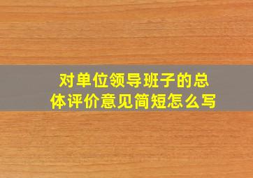 对单位领导班子的总体评价意见简短怎么写