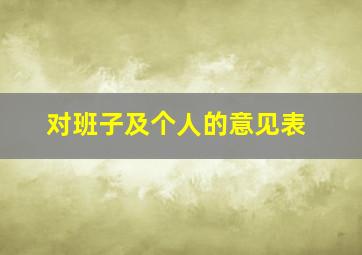 对班子及个人的意见表