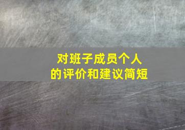 对班子成员个人的评价和建议简短