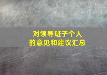 对领导班子个人的意见和建议汇总