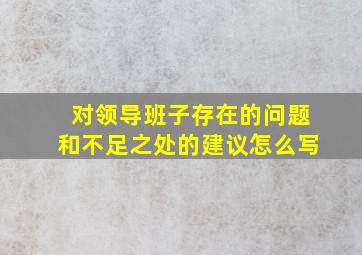 对领导班子存在的问题和不足之处的建议怎么写