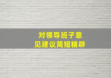 对领导班子意见建议简短精辟