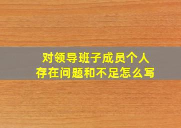 对领导班子成员个人存在问题和不足怎么写