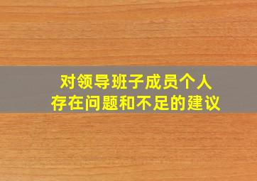 对领导班子成员个人存在问题和不足的建议