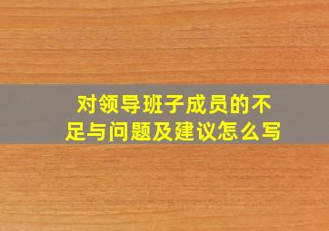 对领导班子成员的不足与问题及建议怎么写