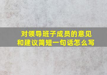 对领导班子成员的意见和建议简短一句话怎么写