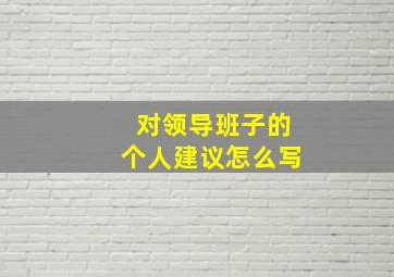 对领导班子的个人建议怎么写