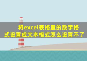 将excel表格里的数字格式设置成文本格式怎么设置不了