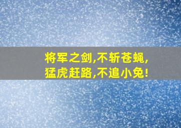 将军之剑,不斩苍蝇,猛虎赶路,不追小兔!