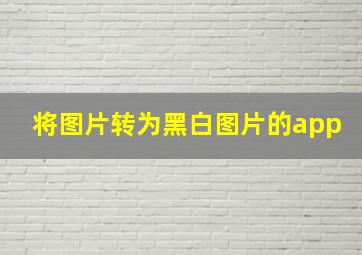 将图片转为黑白图片的app